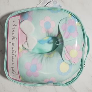 Comfort Bay Kids Floral Neck Pillow Set - Mint and Pastel